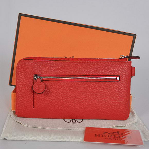 1:1 Quality Hermes Zipper Cards Wallet Togo Leather A908 Red Replica - Click Image to Close